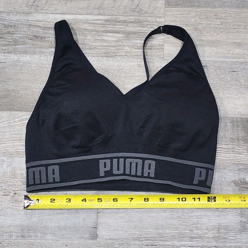 Puma Women's Seamless Sports Running Yoga Bra Black/Gray Sizes Medium - Picture 6 of 7